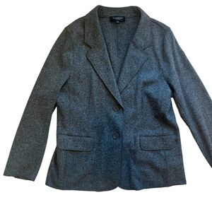 Talbots Wool Gray Button Jacket Blazer Cardigan 16 Grey Preppy Career Acadamia